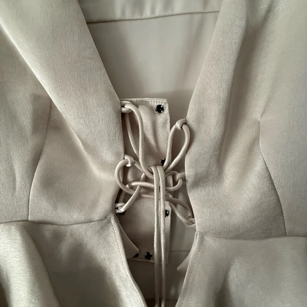 Alexis Cream Tie-Front Ruffle Jacket - Picture 2 of 7